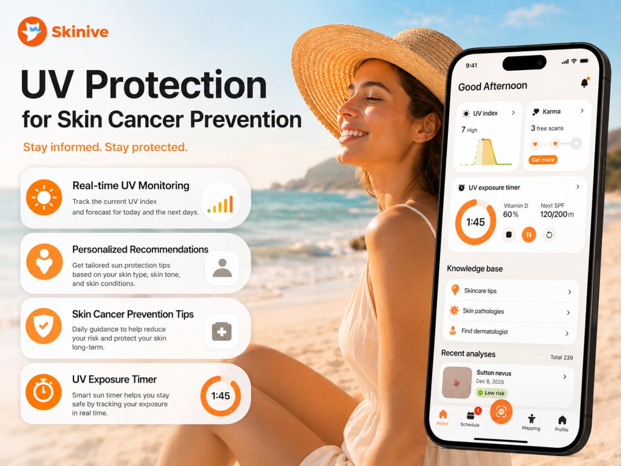 Skinive’s interface with UV monitoring.